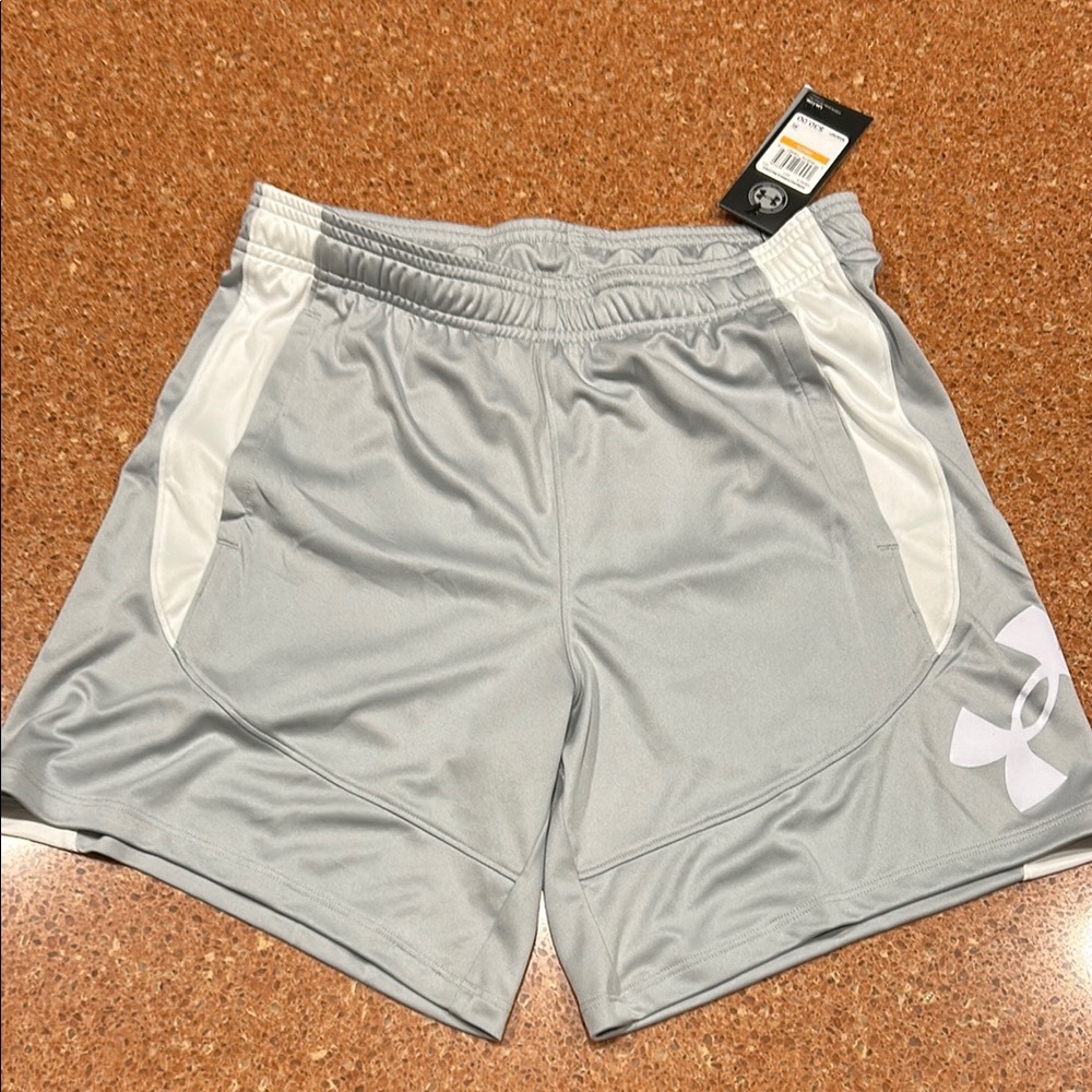 Women's Under Armour heatgear Gray and White Athletic Shorts - S